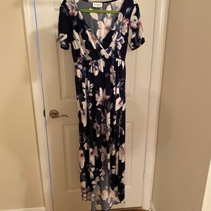 Blue Floral High Low Dress